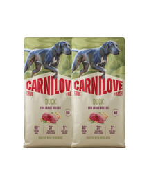 CARNILOVE True Fresh Dog Duck Adult Large Breeds 2X12 kg sucha karma ze świeżą kaczką dla dorosłych psów dużych ras