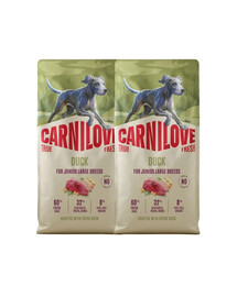 CARNILOVE True Fresh Dog Duck Junior Large 2X12 kg sucha karma ze świeżą kaczką dla juniorów dużych ras