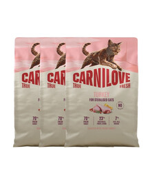 CARNILOVE True Fresh Cat Turkey Sterilised 3x2 kg indyk, dla kotów po sterylizacji