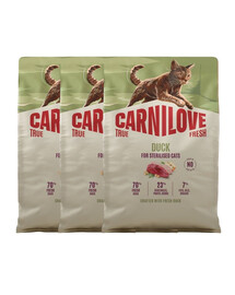 CARNILOVE True Fresh Cat Duck Sterilised 3x2 kg kaczka, dla kotów po sterylizacji