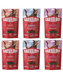 CARNILOVE Soft Snack Mix Smaków 6x50 g miękkie przysmaki dla kotów