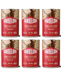 CARNILOVE Dog Can Lamb and Wildboar 6x400g pasztet z jagnięciną i dzikiem dla dorosłych psów