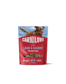 CARNILOVE Dog Jerky Turkey with Salmon 100g przysmaki z jagnięciną i łososiem dla dorosłych psów