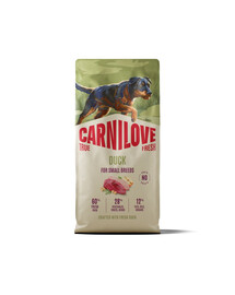 CARNILOVE True Fresh Dog Duck Adult Small Breeds 12 kg sucha karma ze świeżą kaczką dla dorosłych psów małych ras