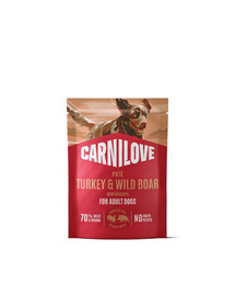 CARNILOVE Dog Pouch Turkey and Wildboar 300g karma mokra indyk i dzik dla dorosłych psów
