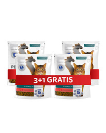 PERFECT FIT Sterile 1+ 4 x 750 g sucha karma pełnoporcjowa dla dorosłych kotów bogata w wołowinę 3+1 GRATIS