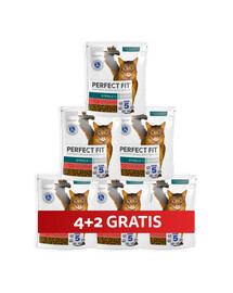 PERFECT FIT Sterile 1+ 6 x 750 g sucha karma pełnoporcjowa dla dorosłych kotów bogata w wołowinę 4+2 GRATIS