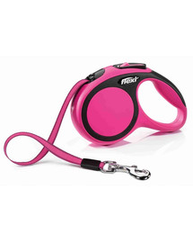 Flexi New Comfort XS automatinis juostinis pavadėlis 3 m rožinis