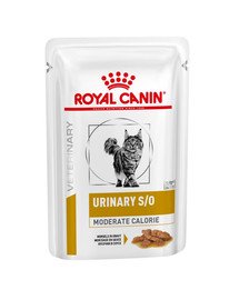 ROYAL CANIN Veterinary Diet Feline Urinary S/O Moderate Calorie 12x85 g  kassidele, kes vajavad ravi põiepõletiku või põieprobleemide tõttu.