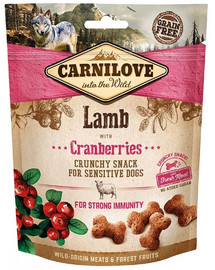 CARNILOVE Crunchy snacks traškūs skanėstai su aviena ir spanguolėmis 200 g