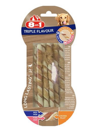 8IN1 Triple Flavour Twisted Sticks närimispulgad 10 tk.