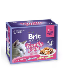 BRIT Premium Cat pouch jelly fillet Dinner plate konservų rinkinys padaže katėms 1,2 kg (12x85 g)