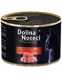 DOLINA NOTECI Premium Bogata   vasikaliha toit täiskasvanud kassidele 185 g
