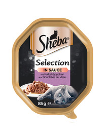 SHEBA Selection 85g su veršiena - šlapias kačių maistas padaže
