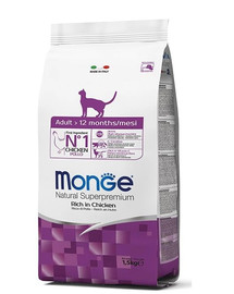 MONGE Cat Adult toit täiskasvanud kassidele kanalihaga 1,5 kg