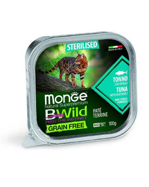 MONGE BWild GF Sterilised toit steriliseeritud kassidele tuunikala 100g