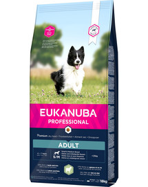 EUKANUBA PROFESSIONAL kuivtoit väikestele ja keskmise suurusega tõugu täiskasvanud koertele, lambaliha ja riisi sisaldav 18 kg