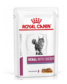 ROYAL CANIN Renal Feline vištiena 24 x 85 g šlapias maistas katėms, sergantiems lėtiniu inkstų nepakankamumu