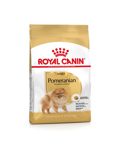 ROYAL CANIN Pomeranian Adult 1,5 kg kuivtoit täiskasvanud mini spitz + Pomeranian Adult 12x85g märgtoit