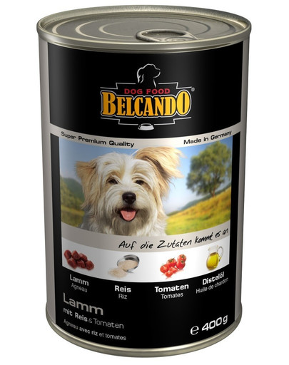 BELCANDO Super Premium Lambaliha, riis ja tomatid 24x400 g märgtoit koertele