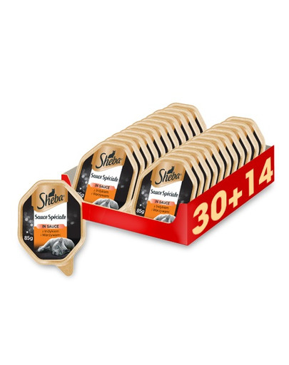 SHEBA Sauce Speciale kalkuniliha ja köögiviljadega 44 x 85 g (30 + 14 tasuta)