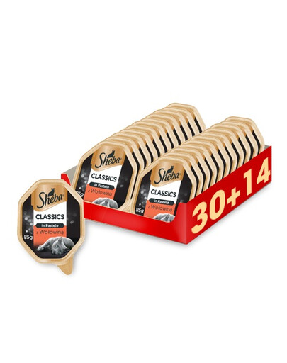 SHEBA Classics in Pastete veiselihaga 44 x 85 g (30 + 14 tasuta)