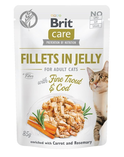 BRIT Care Cat Fillets in Jelly with Fine Forell & Cod 85 g Tursk ja forell 
