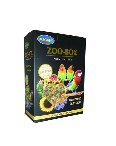 MEGAN Zoo-Box Premium Line keskmise suurusega papagoidele 750g universaalsegu