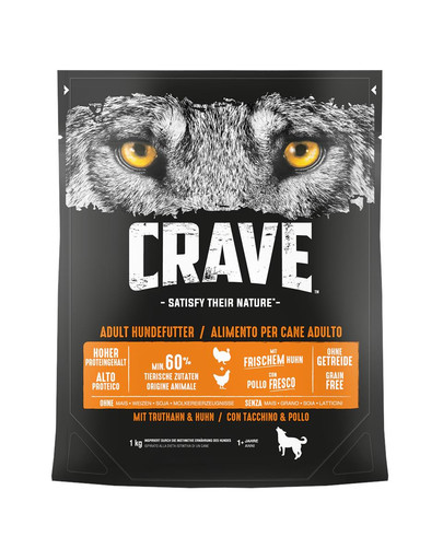 CRAVE teraviljavaba koerte kuivtoit kalkuni ja kanalihaga 5 x 1kg