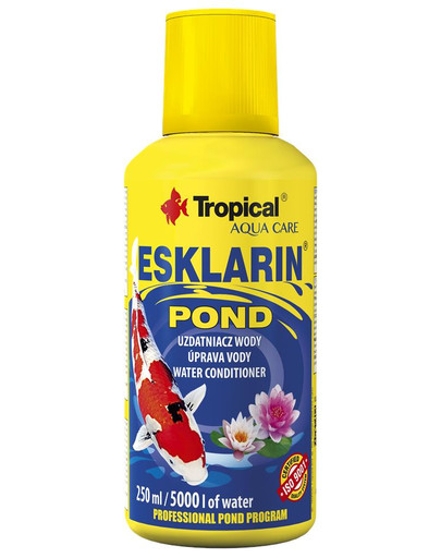 TROPICAL Esklarin Pond 250 ml Ettevalmistus tiikide täitmiseks mõeldud toore kraanivee töötlemiseks.