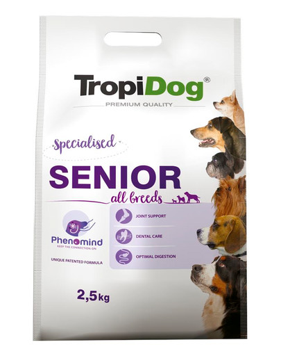 TROPIDOG Premium Senior Turkey&Rice 2,5kg sausas maistas vyresniems šunims kalakutiena ir ryžiai