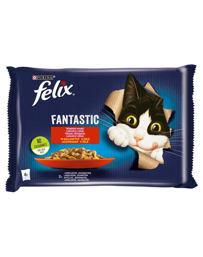 FELIX FANTASTIC Maamaitsed tarretistes (küülik, lambaliha) 24x85g kassi märgtoit