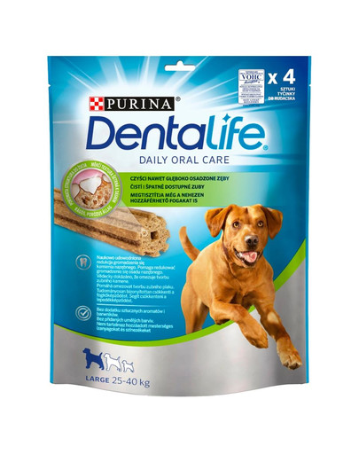 PURINA Dentalife Large 6x142g (24tk) täiskasvanud koerte maiuspalad suurtele tõugudele
