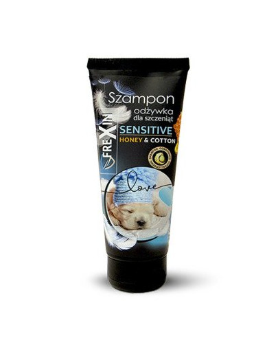 FREXIN Sensitive Kutsikate šampoon koos palsamiga mesi ja puuvill 220 g