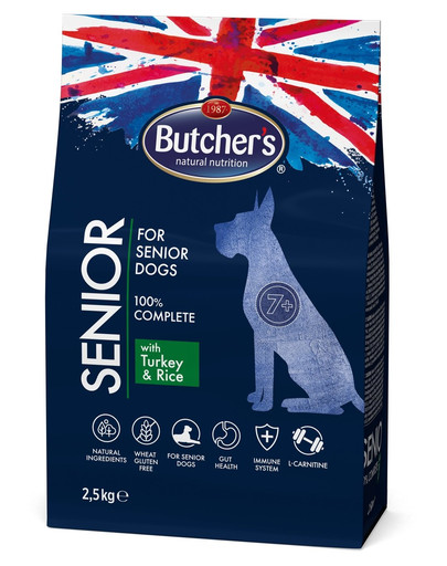 BUTCHER'S Functional Senior Dog Dry kalkuniliha ja riisiga 2,5 kg