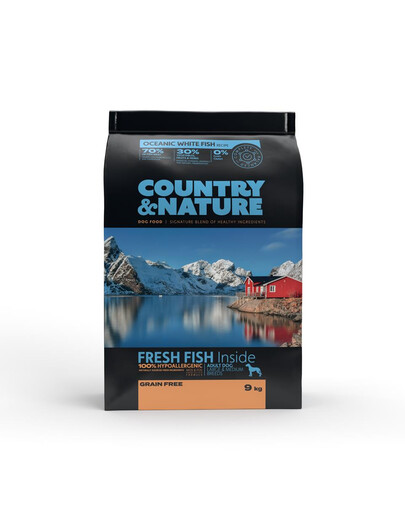 DR PETCARE Country&Nature Ocean White Fish Recipe 9 kg Koeratoit keskmistele ja suurtele tõugudele Valge merevee kala