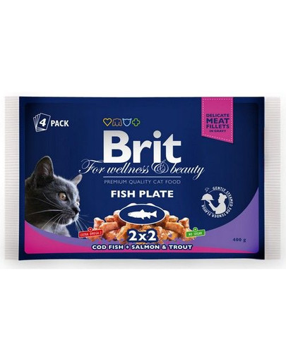 BRIT Fish Plate Täiskasvanute kala maitsete segu 52 kotikest 100 g täiskasvanutele