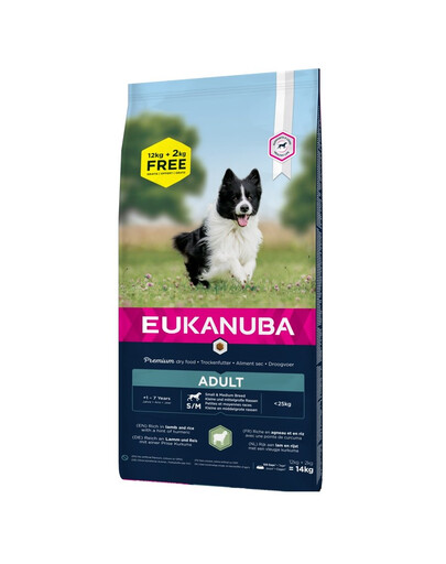 EUKANUBA väikeste ja keskmiste tõugude koeratoit lambaliha ja riisiga 14 kg