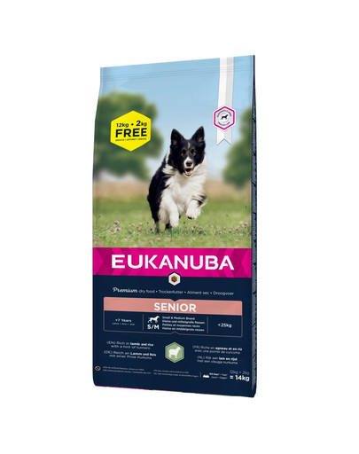EUKANUBA Senior koeratoit väikestele ja keskmistele tõugudele lambaliha ja riisiga 14 kg