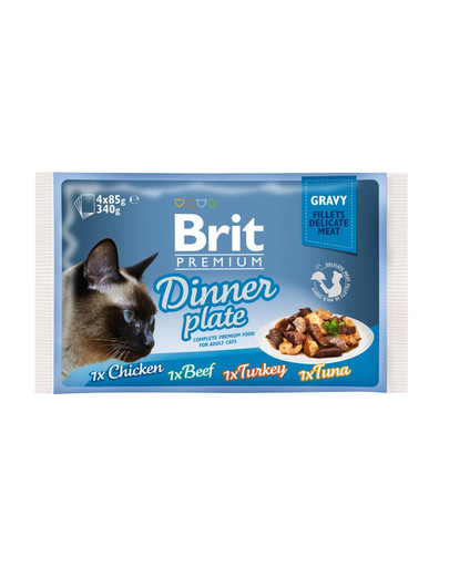 BRIT Premium Gravy fillet Dinner plate   Kassikastme pakendid, segatud maitsed 52 x 85 g