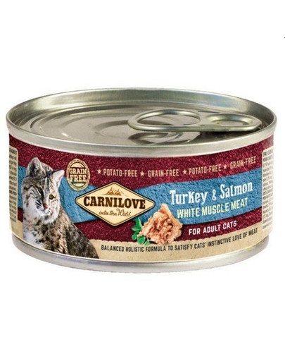 CARNILOVE Cat turkey & salmon 12 x 100 g  kalkuniliha ja lõhe kassidele