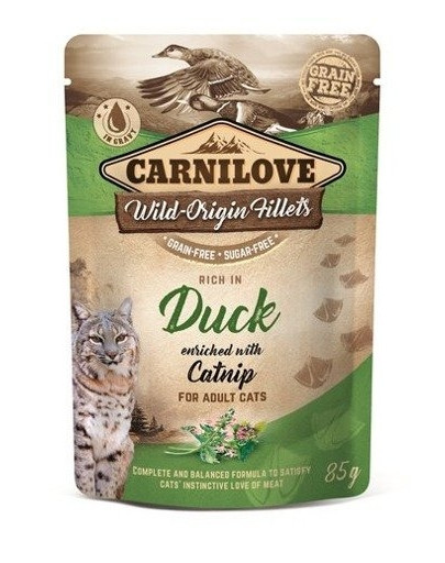 CARNILOVE Cat duck&catnip 24 x 85 g pardiliha  ja kassinaeris kassidele kotis