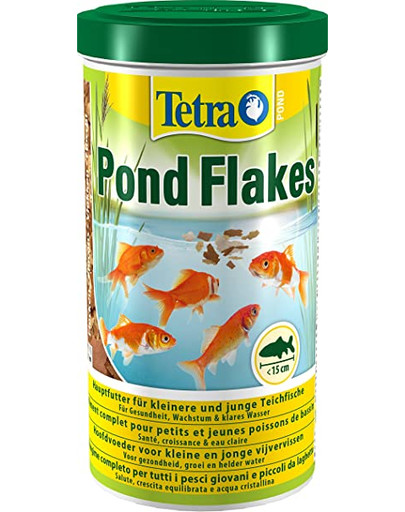 TETRA Pond Flakes 1 L helveste toit, mis on spetsiaalselt mõeldud noortele ja väikestele tiigikaladele.