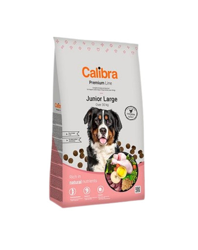 CALIBRA Dog Premium Line Junior Large 12kg Täielik kuivtoit suurt tõugu kutsikatele ja noortele koertele