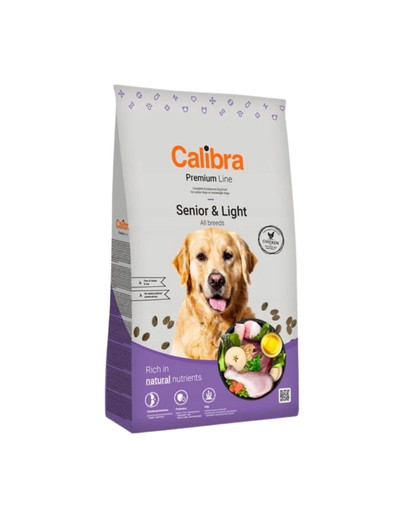 CALIBRA Dog Premium Line Senior&Light 12 kg   Täielik ja tasakaalustatud toit vanemaealistele või ülekaalulistele koertele