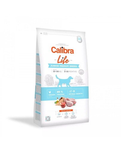 CALIBRA Dog Life Junior kanalihaga keskmistele tõugudele 12 kg