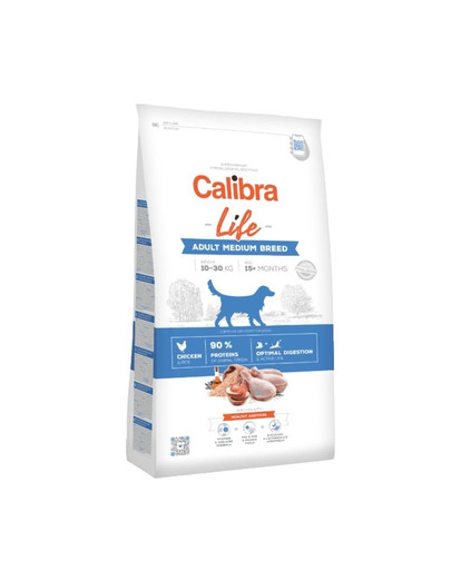CALIBRA Dog Life  Keskmist tõugu täiskasvanudele kanaga 12 + 2 kg