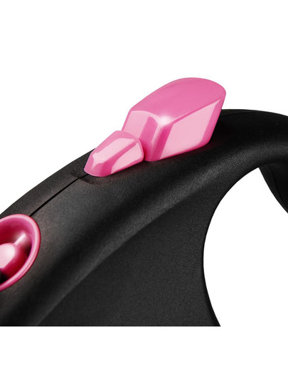 FLEXI sissetõmmatav jalutusrihm Black Design S 5 m pikkuse lindiga, roosa