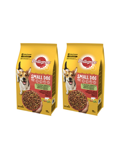 PEDIGREE Small dog Adult 2x12kg (väikesed tõud) - kuiv koeratoit veiseliha ja köögiviljadega