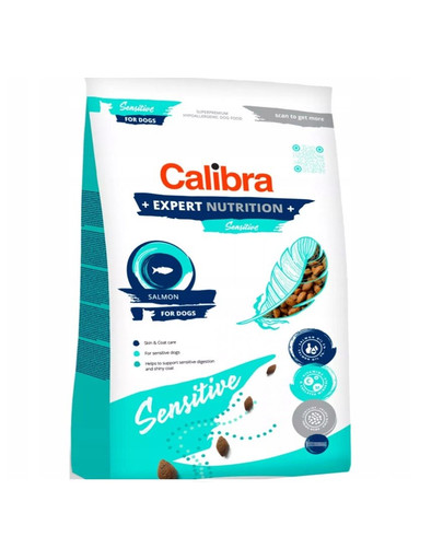 CALIBRA Dog Expert Nutrition Sensitive 12 kg kuivtoit sobib naha ja karvkatte hooldamiseks ning tundliku seedetrakti kaitsmiseks.
